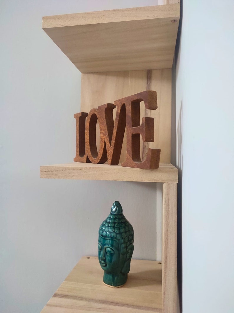 Handmade Wall Mounted Corner Shelf with 5 Shelves, Wooden Storage Unit, Shelf for Kitchen, Bedroom, Living Room, Study. image 5