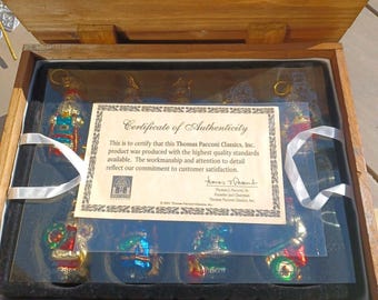 18 VINTAGE Mercury Glass Christmas Ornaments 2002 THOMAS PACCONI  Complete Set