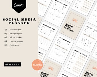 Workbook social media planner, Digital workbook planner, beige, printable, ads tracker, youtube planner, post tracker, SSM planner, 2024