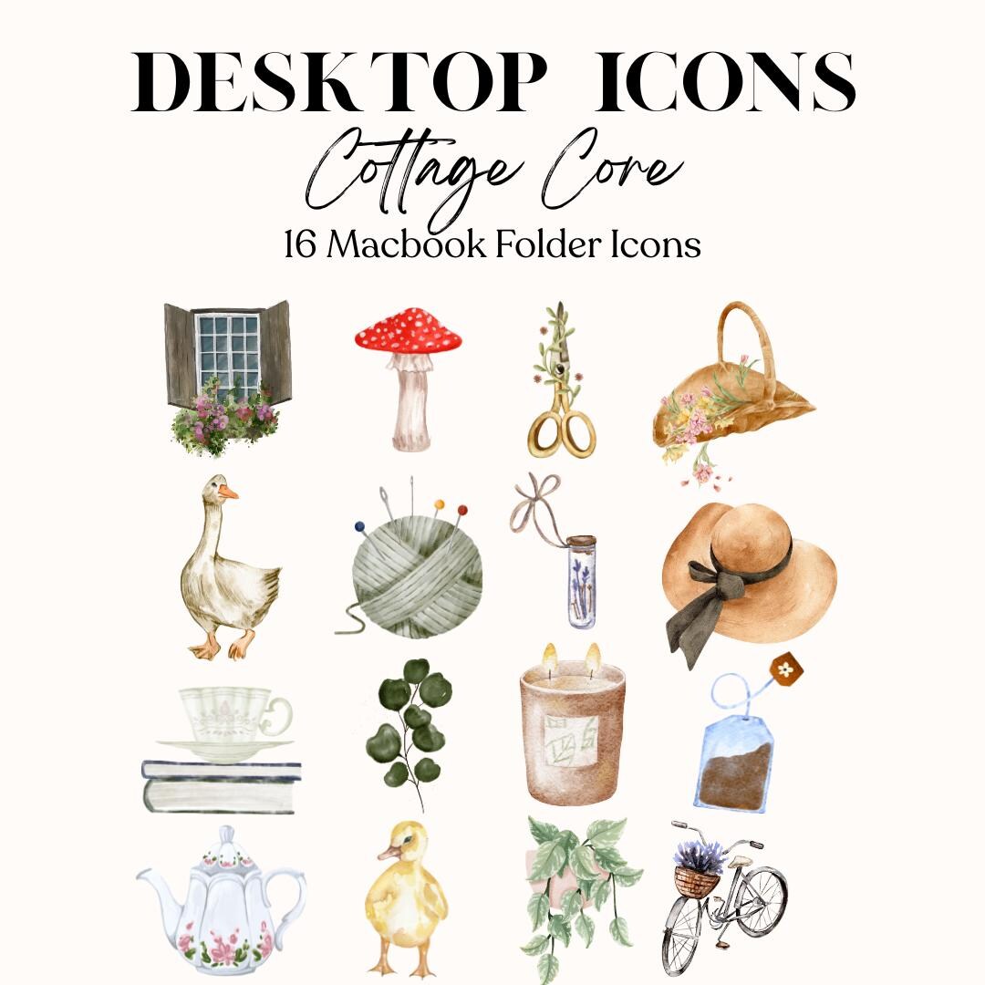 Cottagecore Folder Icon Cottage Core MacBook Folder Icons | Aesthetic Desktop Organizer (PNG ...