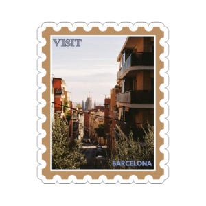Barcelona Travel Stamp Sticker: Wanderlust Adventure Decal