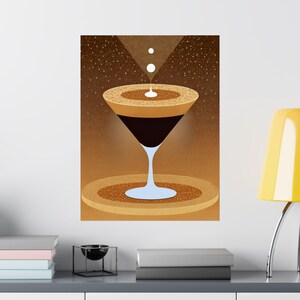Espresso Martini Matte Vertical Posters, Bar Cart Decor, Midcentury Modern Design, Minimalist Drink Poster