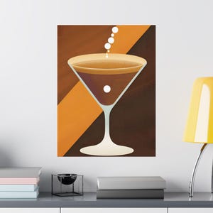 Espresso Martini Matte Vertical Posters, Bar Cart Decor, Midcentury Modern Design, Minimalist Drink Poster