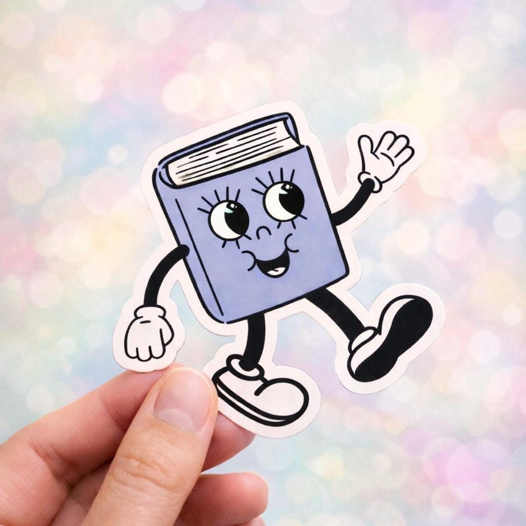 Cartoon Book Character Sticker: Glossy Vinyl Decal - Etsy