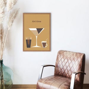 Espresso Martini Matte Vertical Posters, Bar Cart Decor, Midcentury Modern Design, Minimalist Drink Poster