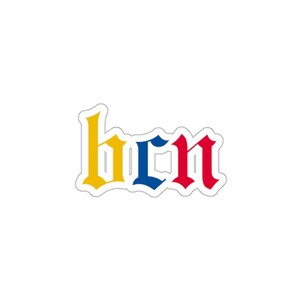 BRN Barcelona Aufkleber: Alte englische gotische Schrift, Reiseaufkleber