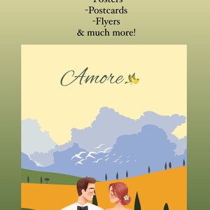 AMORE- modelo para cartão postal, folhetos e convite