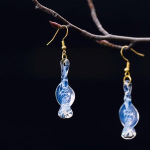 Statement Bridal Earrings - Handcrafted Blown Glass - Elegant Lightweight Hypoallergenic Gold Jewelry