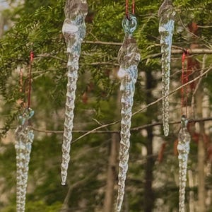 10 Blown Glass Icicle Ornaments - Handcrafted Christmas Tree Decorations | Art By Aaron Dye