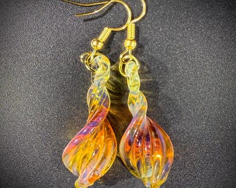 Elegant Statement Glass Earrings - Handmade Jewelry Gift - Vibrant Amber Purple | Art By Aaron Dye