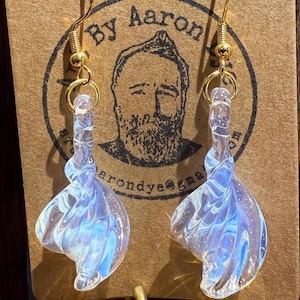 Clear White Blown Glass Earrings - Elegant Handmade Jewelry - Hypoallergenic Gold Plated Hooks