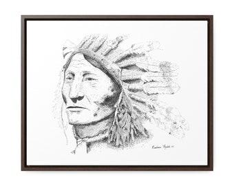 Indian Chief - stippling sketch, 40000 dots
