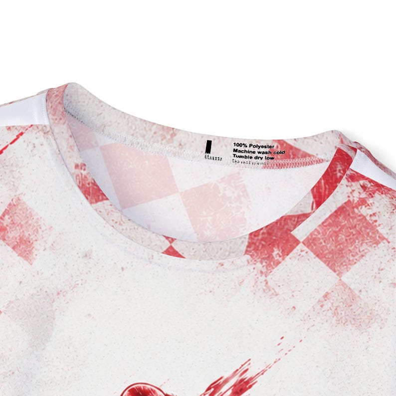 Kroatien Vatreni 2026 Fußball Fan Trikot rot kariert Grunge Design HRVATSKA Bild 3