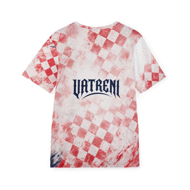 Kroatien Vatreni 2026 Fußball Fan Trikot rot kariert Grunge Design HRVATSKA Bild 2