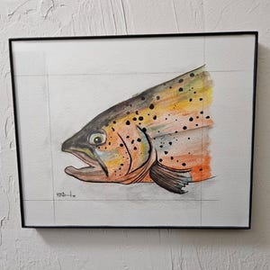 Origineel aquarelpotlood en inktvistekening #1