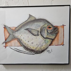 Origineel aquarelpotlood en inktvistekening #2