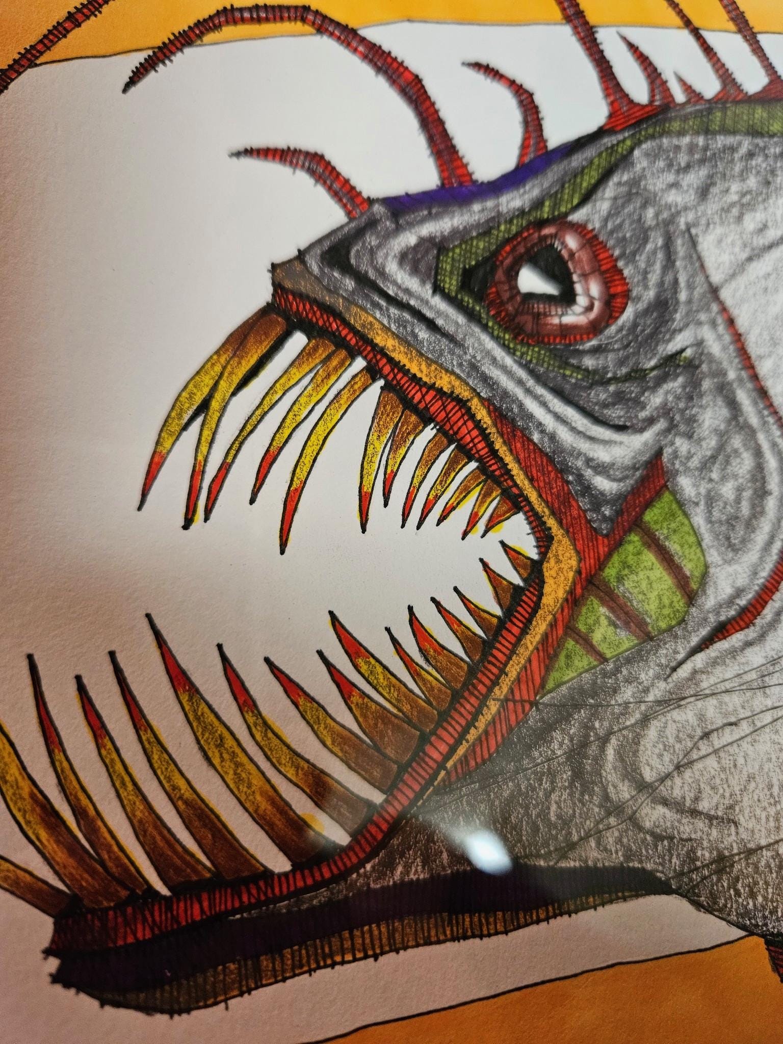 Original Watercolor Pencil & Ink Fish Drawing #5 - Etsy