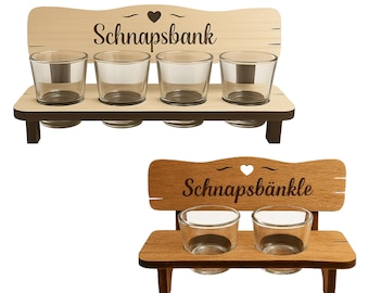 Laser Engraving File Bundle - Schnapsbank & Schnapsbänkle (Shot Glass Holder / Bench) - Birthday / Wedding / Housewarming / Gift / Custom