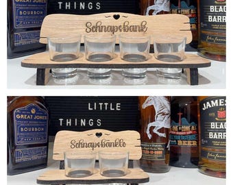 Laser Engraving File Bundle - Schnapsbank & Schnapsbänkle (Shot Glass Holder / Bench) - Birthday / Wedding / Housewarming / Gift / Custom