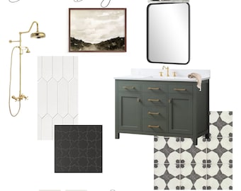 Warm Neutral Bathroom Design Mood Board (Instant Download)