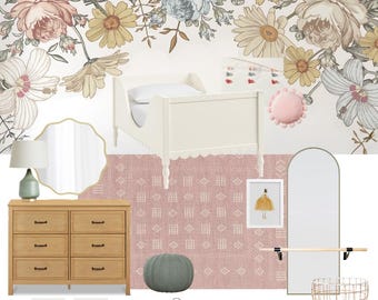 Girl Bedroom Mood Board | E-design, Paint Selections (Instant Download)
