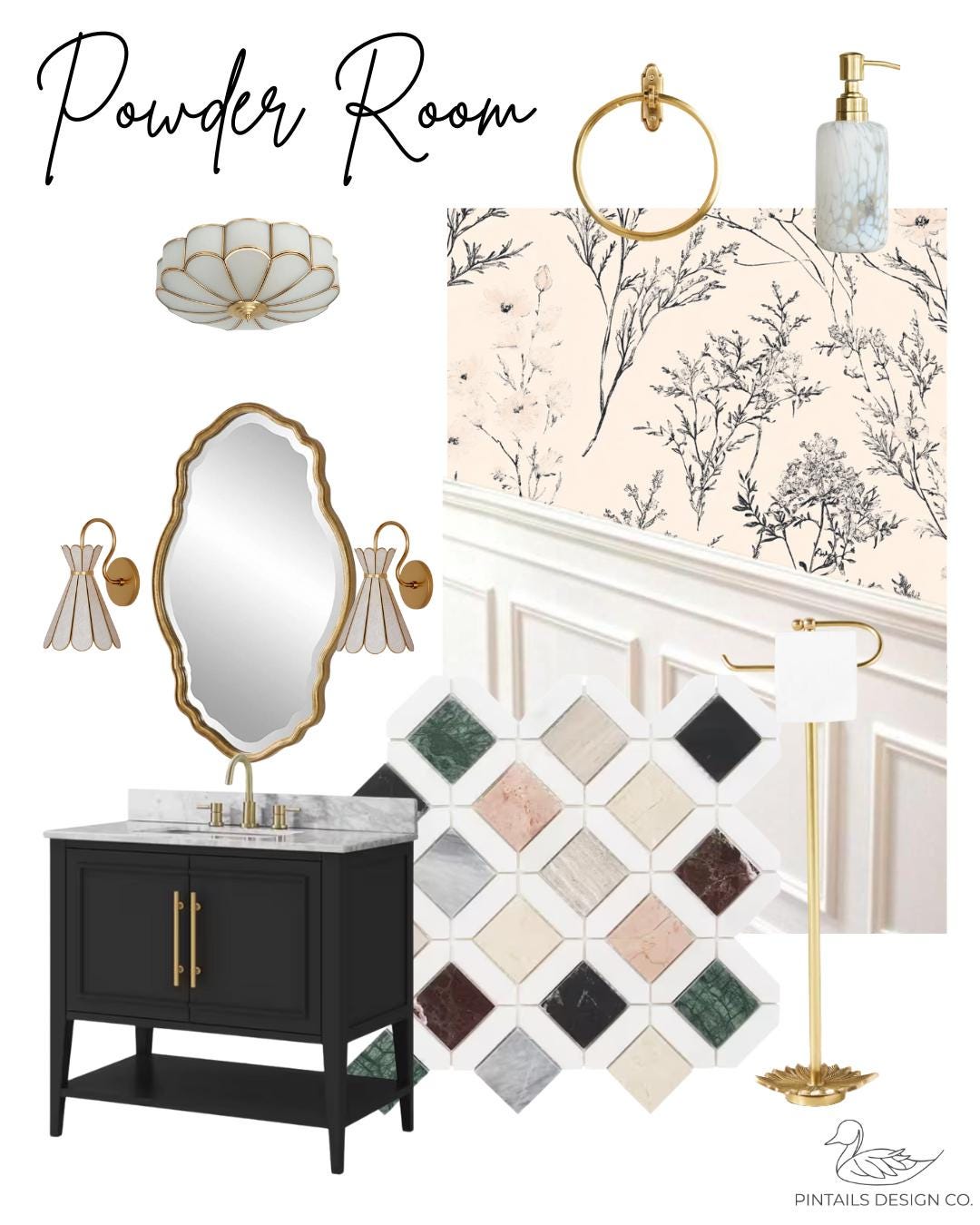Powder Room E-design Mood Board: Half Bath Interior Design (instant ...