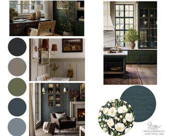 Moody Interior Design Mood Board: Home Paint & Design Selections (Instant Download)
