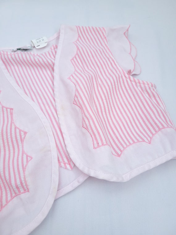 Vintage Alyssa Pink Stripe Bolero Jacket - image 2