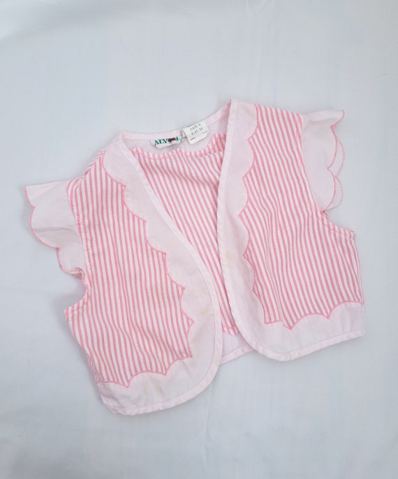 Vintage Alyssa Pink Stripe Bolero Jacket - image 1