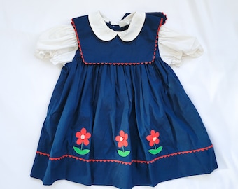 Vintage Navy and Flower Dress Tagged Size 4t