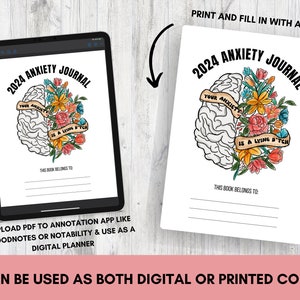 Anxiety Journal Printable, Digital Planner, Printable Planner, Digital Journal, Printable Journal, Mental Health Journal, Dream Journal image 2