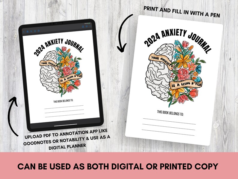 Anxiety Journal Printable, Digital Planner, Printable Planner, Digital Journal, Printable Journal, Mental Health Journal, Dream Journal image 2