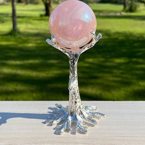 Silver Tree Sphere Holder, Sphere Stand, Orb Stand Holder.