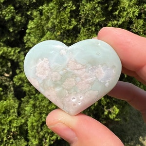 High Quality Green Flower Agate Hearts