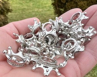 Mini Silver Crown Sphere Holder: Display Stand (Up to 25mm)