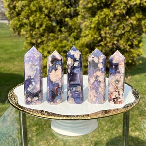 Super unique and beautiful Blue Flower Agate Towers-High Quality-Very Hard to find