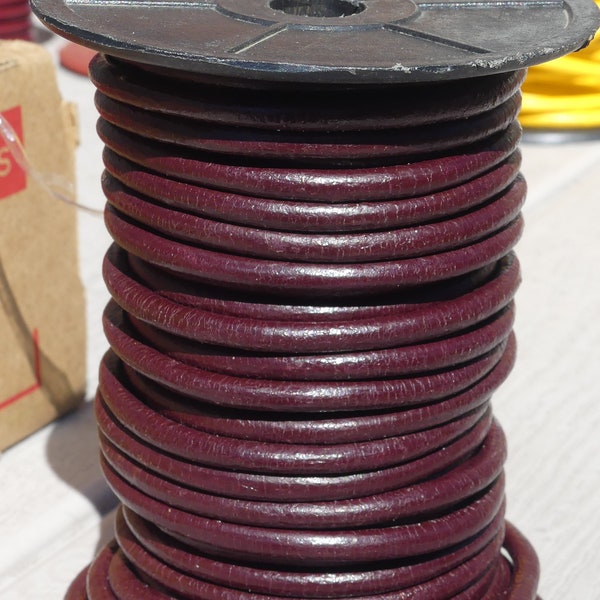 5mm Round Leather Cord, Very Dark Burgundy