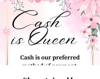 Cash is Queen Salon Sign, Small Business Payment Policy (Digital Download)