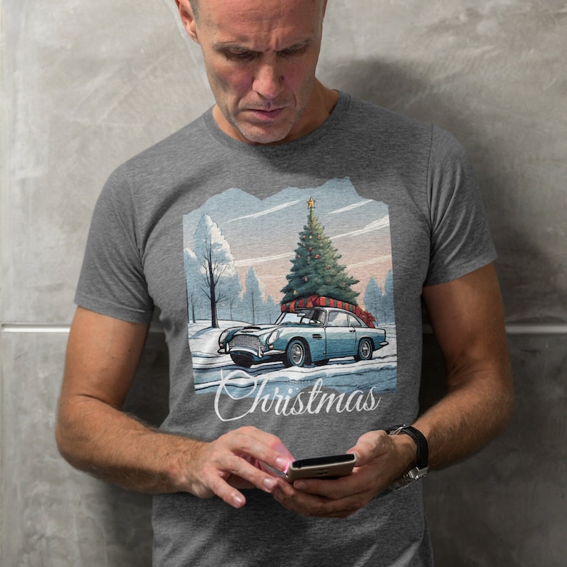 Aston Martin T shirt for Christmas. shirt with aston martin db5 for christmas.