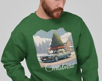 BMW Weihnachtsbaum Auto Sweatshirt | Pullover aus Bio-Baumwolle