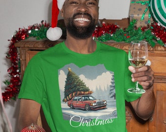 Mercedes-T-shirt met kerstboomauto | Driving Home-T-shirt
