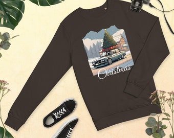 Pull De Noël Laid - Motif Arbre De Noël Et Voiture Oldtimer, Coupe Classique, 241 G