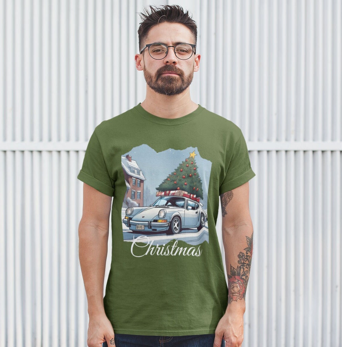 Men s Christmas T Shirt Porsche 911 T Shirt Car T Shirt Festive T Shirt