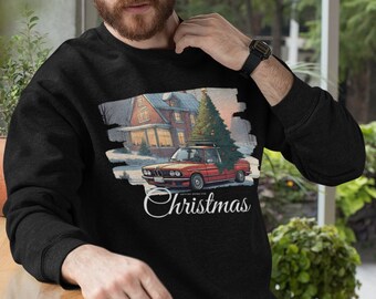 Klassischer BMW Weihnachtspullover | Bio-Baumwoll-Auto-Liebhaber-Sweatshirt