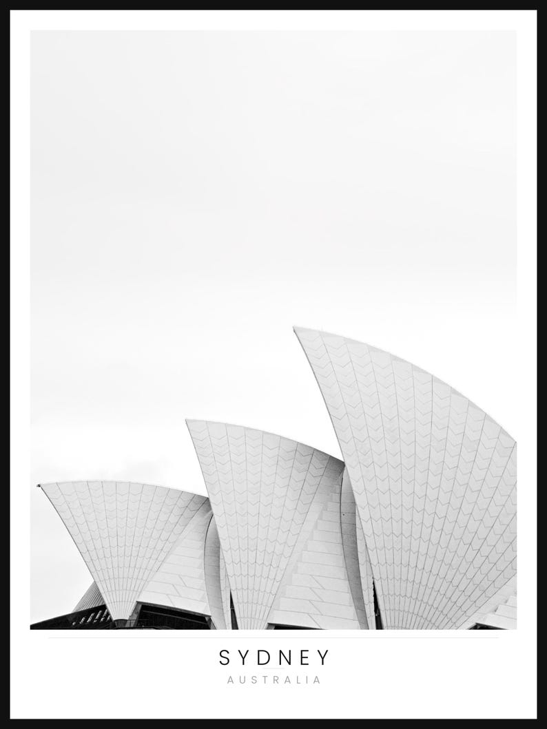 Sydney Opera House Print — Minimalist Black & White Photography ...
