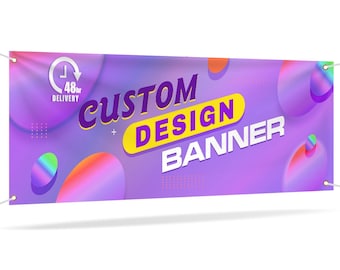 Op maat gemaakt spandoek van vinyl, gepersonaliseerde foto en tekst, full colour bedrukking