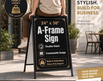 Sidewalk A Frame Sign For Coffee Shop, Custom A Frame Sign, Double Sided, Sandwich Board for Business, Heavy Duty Indoor & Outdoor Display