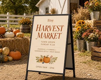 Custom A-Frame Sign, Farmer Market – Waterproof Sidewalk Business Board, Custom-Printed Sign, Advertising Board, Business Sign, Double-Sided