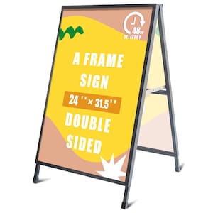 Letrero tipo sándwich plegable de doble cara con marco en forma de A, resistente, deslizable, para publicidad en aceras al aire libre, póster de 24 x 31,5 pulgadas