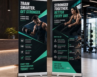 Custom Retractable Sign – Body Builder, Business Sign, Welcome Sign, Waterproof, Party Banner Sign, Roll Up Banner, Event Photo Backdrop